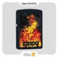 فندک زیپو مشکی مدل سی آی 412316 طرح آتش و لوگو زیپو-Zippo Lighter 218 CI412316 ZIPPO AND FIRE DESIGN