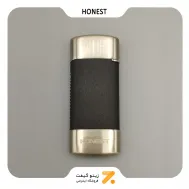 فندک گازی هانست با روکش چرم مشکی-​Honest Leather Lighter SN-LIHN-2201-4