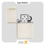 فندک بنزینی زیپو سفید ضد خش طرح لوگو زیپو مدل 49181 زد ال-​Zippo lighter 49181ZL ZIPPO LOGO