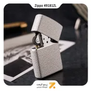 فندک بنزینی زیپو سفید ضد خش طرح لوگو زیپو مدل 49181 زد ال-​Zippo lighter 49181ZL ZIPPO LOGO