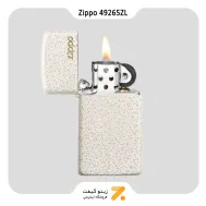 فندک بنزینی زیپو سفید ضد خش طرح لوگو زیپو مدل 49265 زد ال-​Zippo Lighter ​49265ZL 49265 SLIM MERCURY GLASS