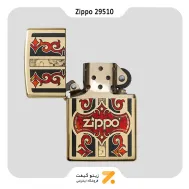 فندک بنزینی زیپو طلایی طرح لوگو زیپو مدل 29510-Zippo Lighter 29510- 254B ZIPPO LOGO