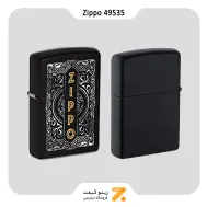 فندک بنزینی زیپو مشکی طرح گل و لوگو زیپو مدل 49535-Zippo Lighter 49535 218 ZIPPO DESIGN