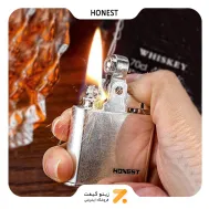 فندک بنزینی هانست نقره ای مدل 2201-76-​​Honest Lighter SN-LIHN-2201-76