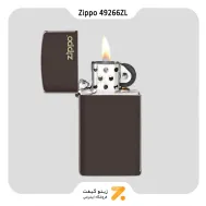 فندک زیپو اسلیم قهوه ای تیره مدل 49266 زد ال-​Zippo Lighter 49266ZL Slim Brown Zippo Logo