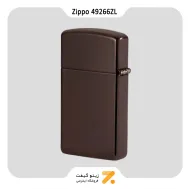 فندک زیپو اسلیم قهوه ای تیره مدل 49266 زد ال-​Zippo Lighter 49266ZL Slim Brown Zippo Logo