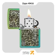 فندک زیپو سبز کهربایی طرح استتار لوگو زیپو مدل 49416-​Zippo Lighter 49416 49191 ZIPPO DESIGN