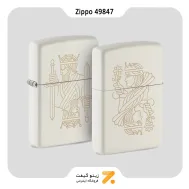 فندک زیپو سفید طرح شاه و ملکه مدل 49847-Zippo Lighter 49847 214 KING QUEEN DESIGN