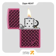 فندک زیپو صورتی پر رنگ طرح لوگو زیپو مدل 48147-Zippo Lighter ​48147 49846 ZIPPO DESIGN
