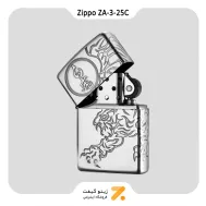 فندک زیپو طرح ببر مدل زد ای 3-25 سی-Zippo Lighter ZA-3-25C SHISHIN BYAKKO SV OXIDIZED