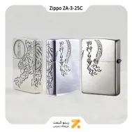 فندک زیپو طرح ببر مدل زد ای 3-25 سی-Zippo Lighter ZA-3-25C SHISHIN BYAKKO SV OXIDIZED