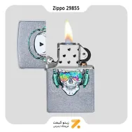 فندک زیپو طرح جمجمه مدل 29855-​Zippo Lighter 29855 207 SKULL HEADPHONE DESIGN