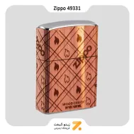 فندک زیپو طرح شعله با روکش چوب طبیعی مدل 49331-​​Zippo Lighter 49331 207 WOODCHUCK WRAP ZIPPO F
