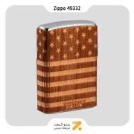 فندک زیپو طرح پرچم آمریکا با روکش چوب طبیعی مدل 49332-Zippo Lighter 49332 WoodChuk WRAP American