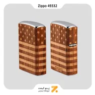 فندک زیپو طرح پرچم آمریکا با روکش چوب طبیعی مدل 49332-Zippo Lighter 49332 WoodChuk WRAP American