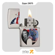 فندک زیپو طرح پرچم آمریکا و جورج بلیزدل  مدل 29075-Zippo Lighter 29075 FLAME COLLAGE