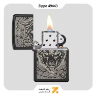 فندک زیپو مشکی کالکشن ان استوک طرح گرگ مدل 49443-Zippo Lighter 49443 24756 ANNE STOKES COLLECTIO