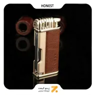 فندک گازی شعله ای پیپ با روکش چرم مصنوعی هانست مدل 2201-53-​Honest Lighter SN-LIHN-2201-53
