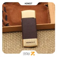 فندک گازی هانست با روکش چرم قهوه ای-​Honest Leather Lighter SN-LIHN-2201-6