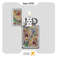 فندک زیپو اسلیم مدل 29702 طرح گل و شعله-​Zippo Lighter 29702 FUSION FLORAL DESIGN
