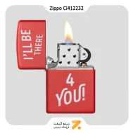 فندک زیپو قرمز مدل سی آی 412232 طرح تایپوگرافی-​Zippo Lighter 233 CI412232 I'LL BE THERE DESIGN