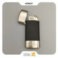 فندک گازی هانست با روکش چرم مشکی-​Honest Leather Lighter SN-LIHN-2201-4