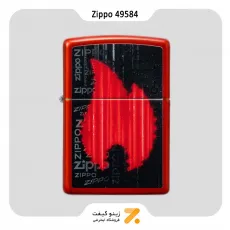 Zippo Lighter 49584 49475 ZIPPO DESIGN​ فندک بنزینی زیپو قرمز با طرح شعله مدل 49584