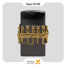 Zippo Lighter CATS  Black ​Ice ​ فنندک بنزینی زیپو اسلیم ژاپن دیزان طرح گربه برجسته