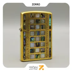 فندک بنزینی زورو صدفی طرح مشبک مدل 2202-43-​Zorro Lighter SN-LIZO-2202-43