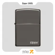 فندک بنزینی زیپو بلک آیس طرح لوگو زیپو مدل 150 زد ال-Zippo Lighter 150ZL Black Ice Zippo-Laser