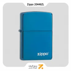 فندک بنزینی زیپو رنگ یاقوت کبود طرح لوگو زیپو مدل 20446 زد ال-Zippo Lighter 20446ZL 20446 W ZIPPO - LASERED