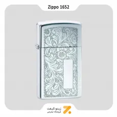 فندک بنزینی زیپو سری اسلیم طرح گل مدل 1652-Zippo Ligher 1652-HP CHROME VENETIAN