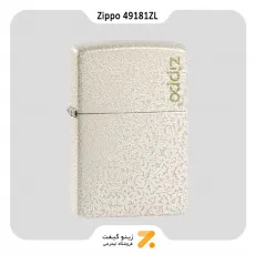 فندک بنزینی زیپو سفید ضد خش طرح لوگو زیپو مدل 49181 زد ال-​Zippo lighter 49181ZL ZIPPO LOGO