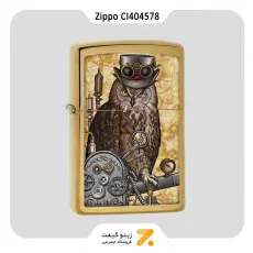 فندک بنزینی زیپو طلایی طرح جغد مدل سی آی 404578-Zippo Lighter 204B CI404578 STEAMPUNK OWL