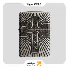 فندک بنزینی زیپو مدل 29667 طرح صلیب و خط-Zippo Lighter 29667 28973 CELTIC CROSS DESIGN