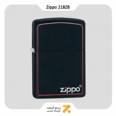 فندک بنزینی زیپو مشکی با حاشیه قرمز مدل 218 زد بی-Zippo Lighter 218ZB-BLKMATTE W/ZIP.BORDER-720060182