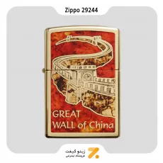 فندک زیپو طلایی طرح دیوار بزرگ چین مدل 29244-Zippo Lighter 29244 254B GREAT WALL OF CHINA