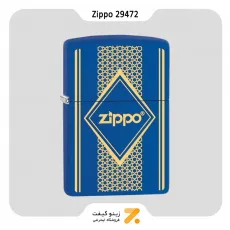 ​Zippo Lighter 29472 229 ZIPPO THEME فندک بنزینی زیپو آبی با طرح طلایی مدل 29472