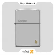 فندک زیپو مدل آی ای 400310 طرح شعله و لوگو زیپو-​Zippo Lighter 205-AE400310 CHROME ZIPPO AND FLA