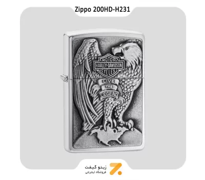 200HD-H231 فندک بنزینی زیپو طرح برجسته عقاب هارلی دیویدسون مدل-Zippo Lighter 200HD-H231 MADE IN USA EAGLE