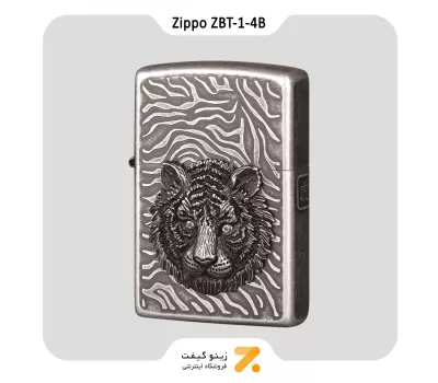 فندک بنزینی زیپو طرح ببر مدل زد بی تی-1-4 بی-Zippo Lighter ZBT-1-4B TIGER EYE EMBLEM (SILVER)