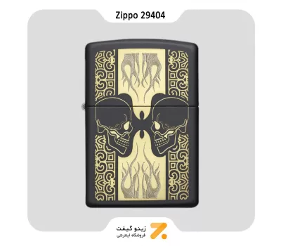 Zippo Lighter 29404 218 SKULLS فندک بنزینی زیپو طرح اسکلت طلایی