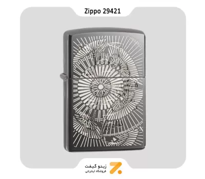 Zippo Lighter 29421 150 ASIAN FLORAL فندک بنزینی زیپو طرح نیلوفر آبی