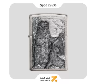 Zippo Lighter 29636 200 BEAR VS WOLF فندک بنزینی زیپوطرح برجسته خرس و گرگ مدل 29636