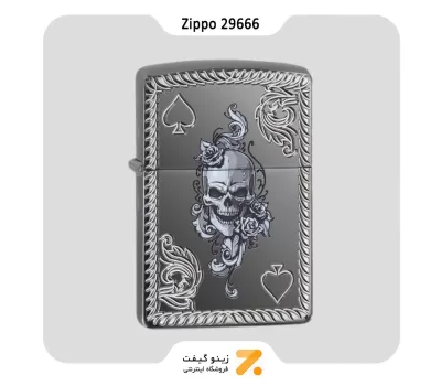 Zippo Lighter 29666 24095 SPADE & SKULL DESIGN فندک بنزینی زیپو آرمور کیس طرح آس پیک و اسکلت مدل 29666
