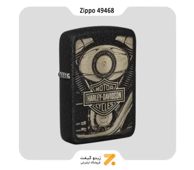 Zippo Lighter 49468 Haley Davidson فندک بنزینی زیپو هارلی دویدسون با بدنه آسفالتی مدل 49468