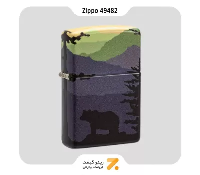 Zippo Lighter 49482 BEAR LANDSCAPE DESIG ​فندک بنزینی زیپو 540 رنگ طرح خرس در جنگل مدل 49482