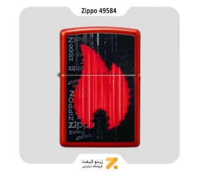 Zippo Lighter 49584 49475 ZIPPO DESIGN​ فندک بنزینی زیپو قرمز با طرح شعله مدل 49584