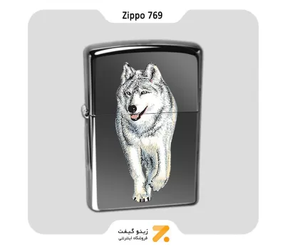 Zippo Lighter 769 WOLF فندک بنزینی زیپو طرج گرگ سفید مدل 769