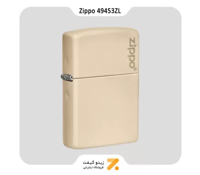 فندک بنزینی رنگ کرم طرح لوگو زیپو مدل 49453 زد ال-​Zippo Lighter 49453ZL Flat Sand Zippo Logo